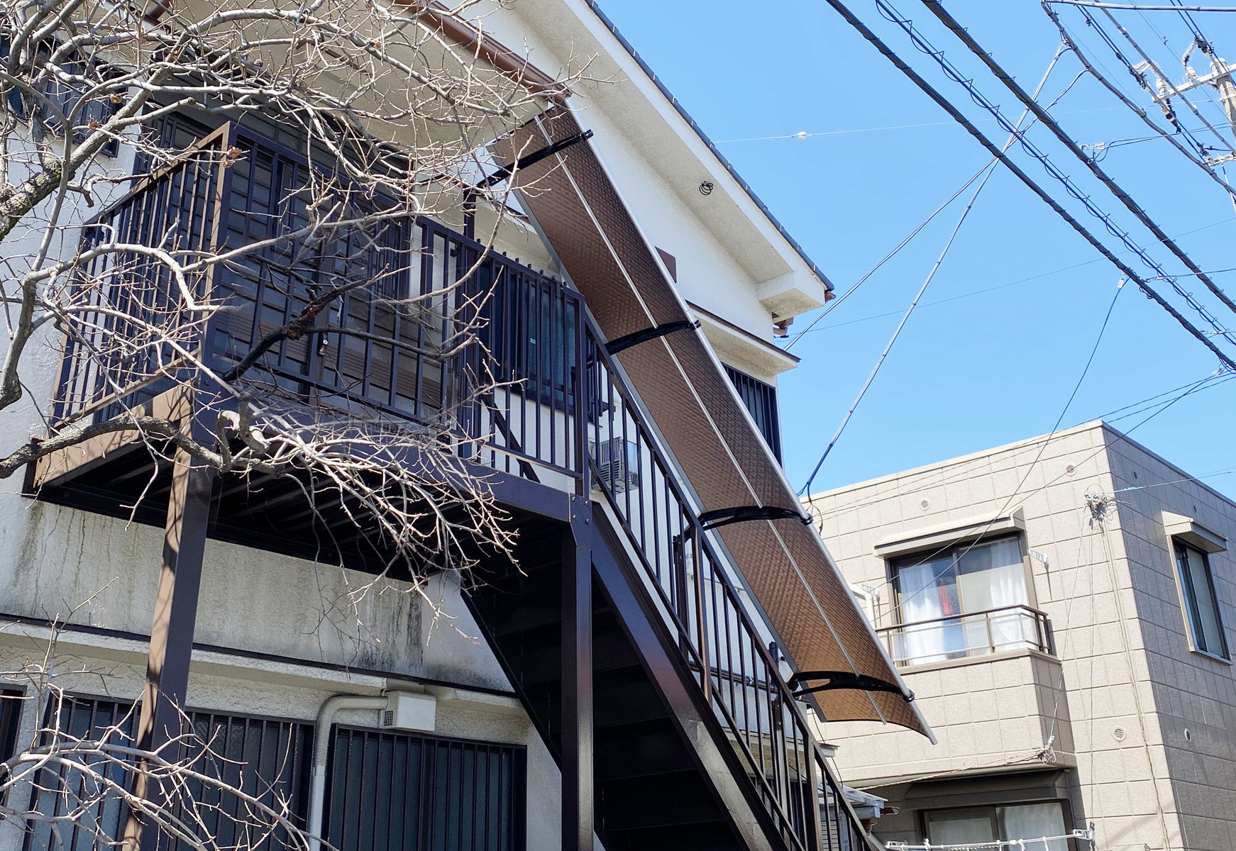 #後付け庇, ＃外階段雨よけ, ＃屋根