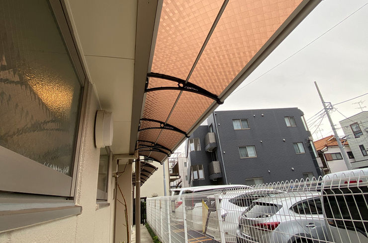 #後付け庇, ＃雨よけ, ＃オシャレ, ＃自転車置き場, ＃連絡通路, ＃集合住宅