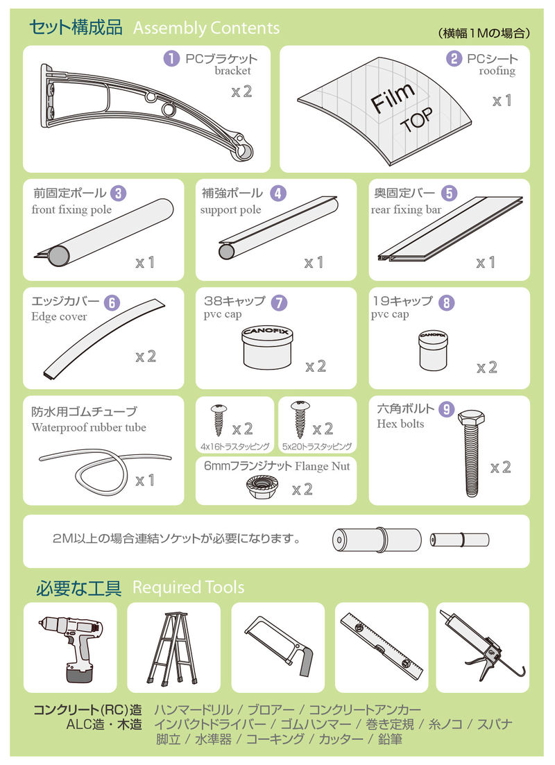 後付け庇セット構成
